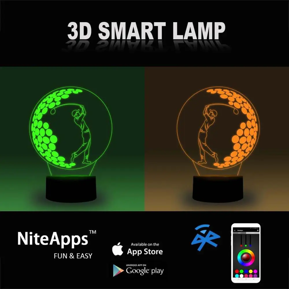 NiteApps 3D гольф плеер ночник настольная лампа Иллюзия украшение подарок на день
