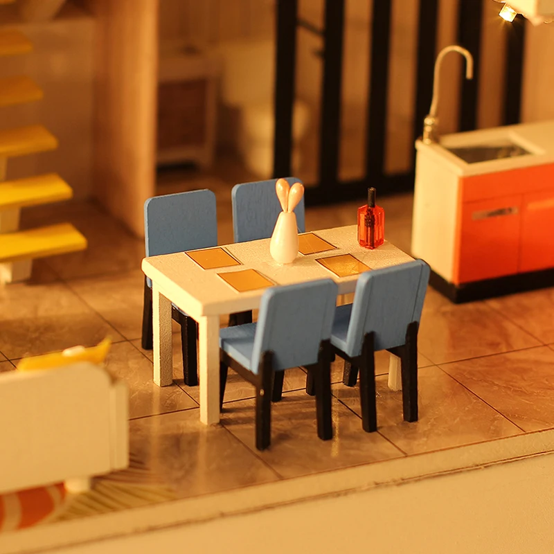 Новый комплект кукольного домика с Bluetooth аудио деревянный кукольный домик мебель