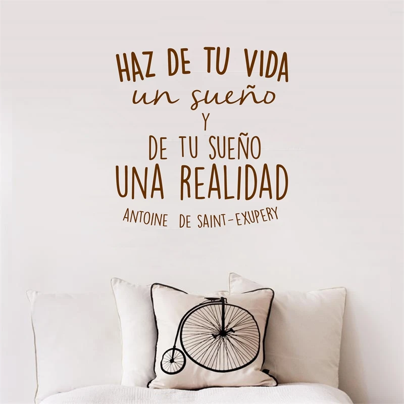 

WJWY Spanish Inspirational Positive Quotes Vinyl Wall Sticker Life Dreams Art Decals For Spanish Home Decoration Murals