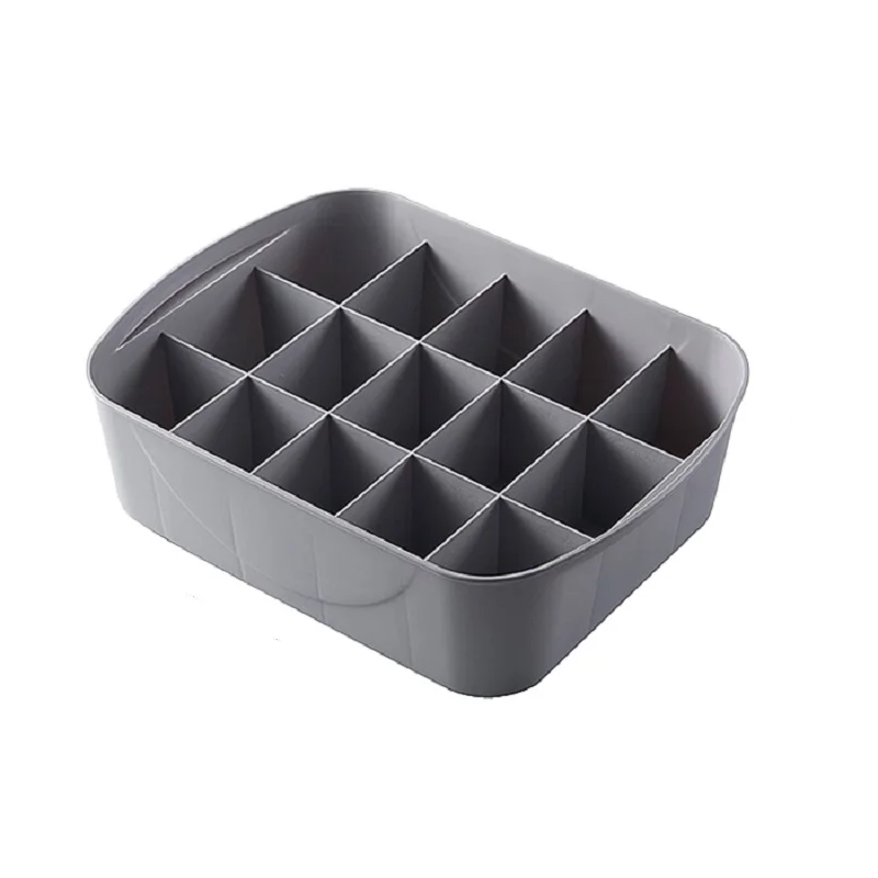 Gray 15 Cells WBBOOMING домашний пластиковый лоток для хранения с крышкой, носки, бюстгальтер, коробка для хранения лекарств, ящик для одежды, шкаф для спальни, ящик для хранения - Цвет: Gray 15 Cells