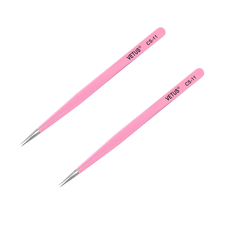

VETUS Makeup Professional Eyelash Tweezers 3D 6D Volume Eyelash Extension Tweezer Eyebrow Tweezers VETUS Pink Color