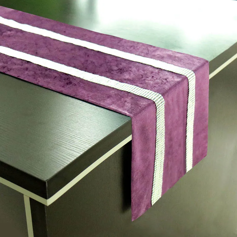Purple Стразы в Европейском стиле, фланелевая скатерть в цветочек с кисточками, настольный флаг для свадьбы, рождественские вечерние украшения для дома - Цвет: Purple