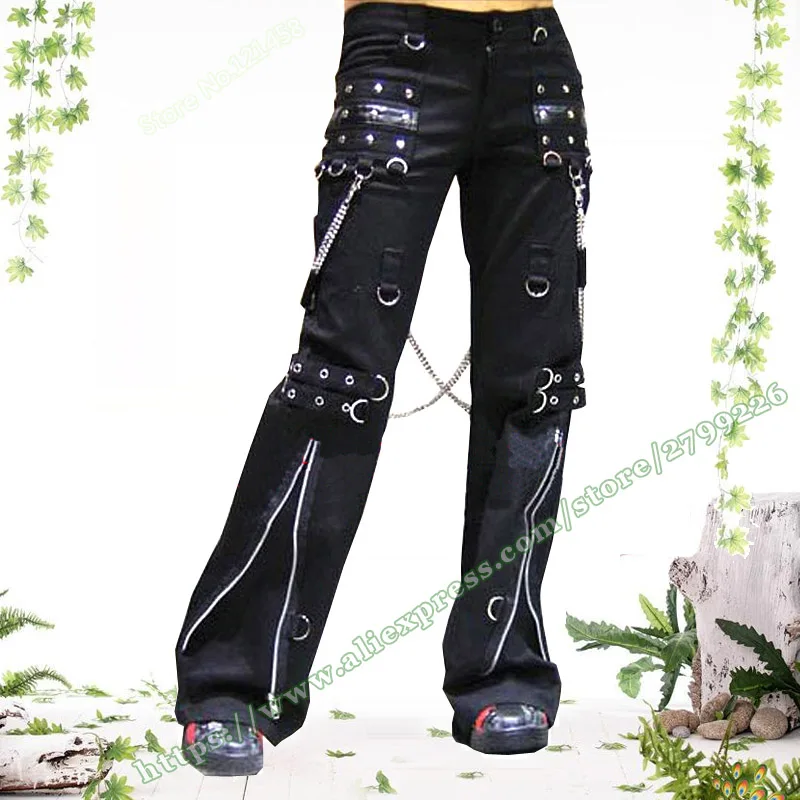 Y2k Jeans Pants for Men Kill Matt Punk Rock style Long Pants Gothic Casual Rivet Fashion Micro-Flare Flared Pants Streetwear
