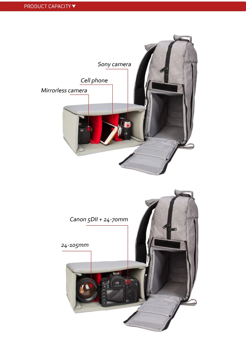 roadfisher professional casual mirrorless dslr digital slr camera backpack travel rucksack bag insert case for canon nikon sony free global shipping