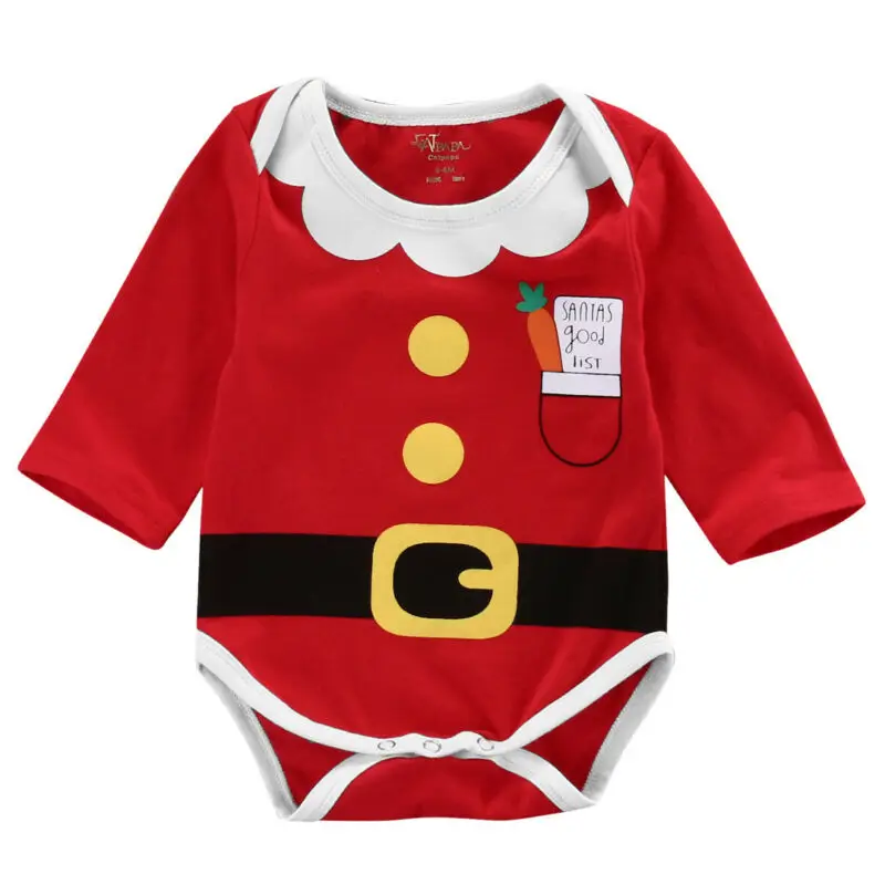 

Newborn Baby Boys Girl Christmas Cotton Romper Jumpsuit Clothes Xmas Outfit Kids Baby Long sleeve Red Costumes