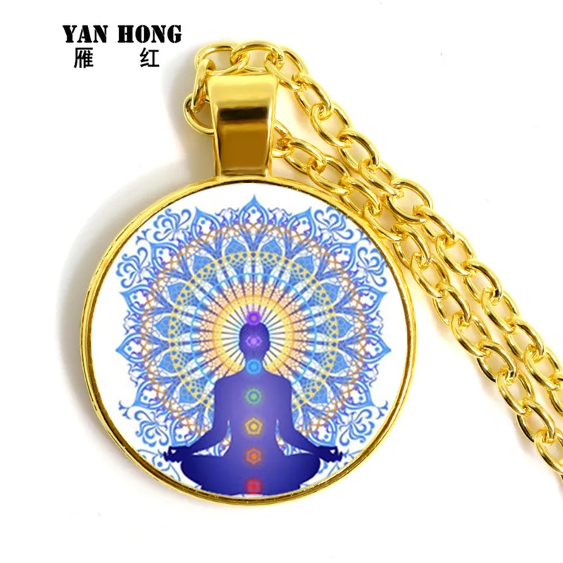 7 Рэйки лечение чакры ожерелье Будда йога кулон для медитации и символ ом