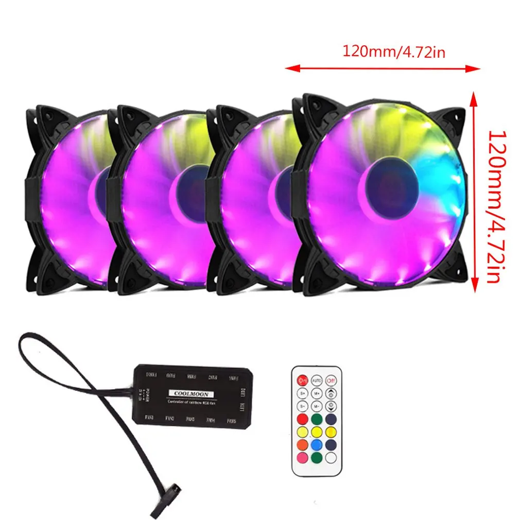 

RGB Case Cooling Fan 12CM Round Shape Desktop Chassis Water Cooling Fan Colorful PC Computer Cooling Fan Cooler RGB controller