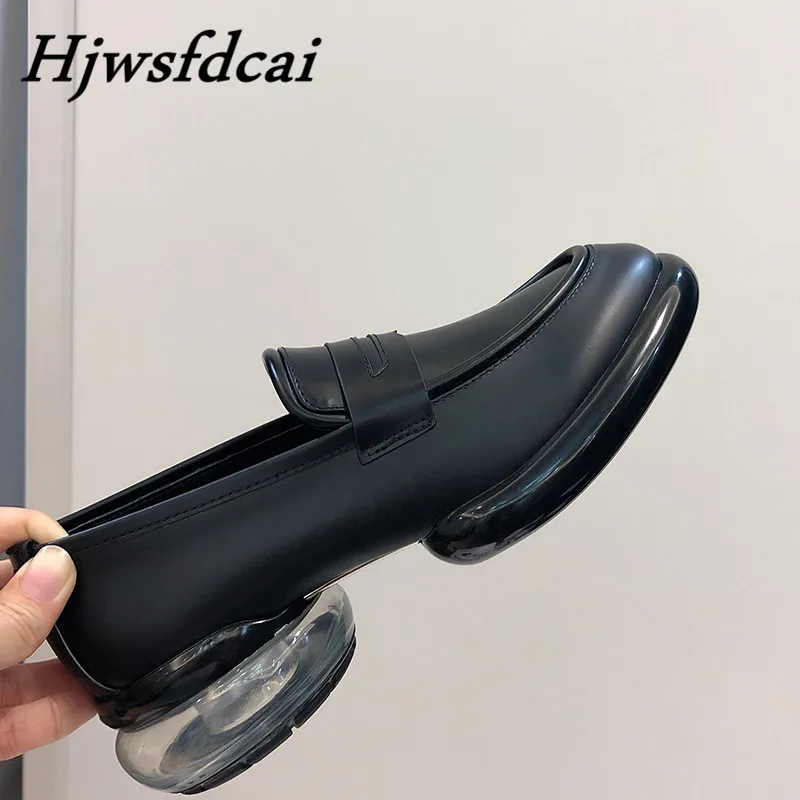 

Туфли Hjwsfdcai женские на платформе, натуральная кожа, без застежки, удобная деловая обувь, повседневная обувь, высокие