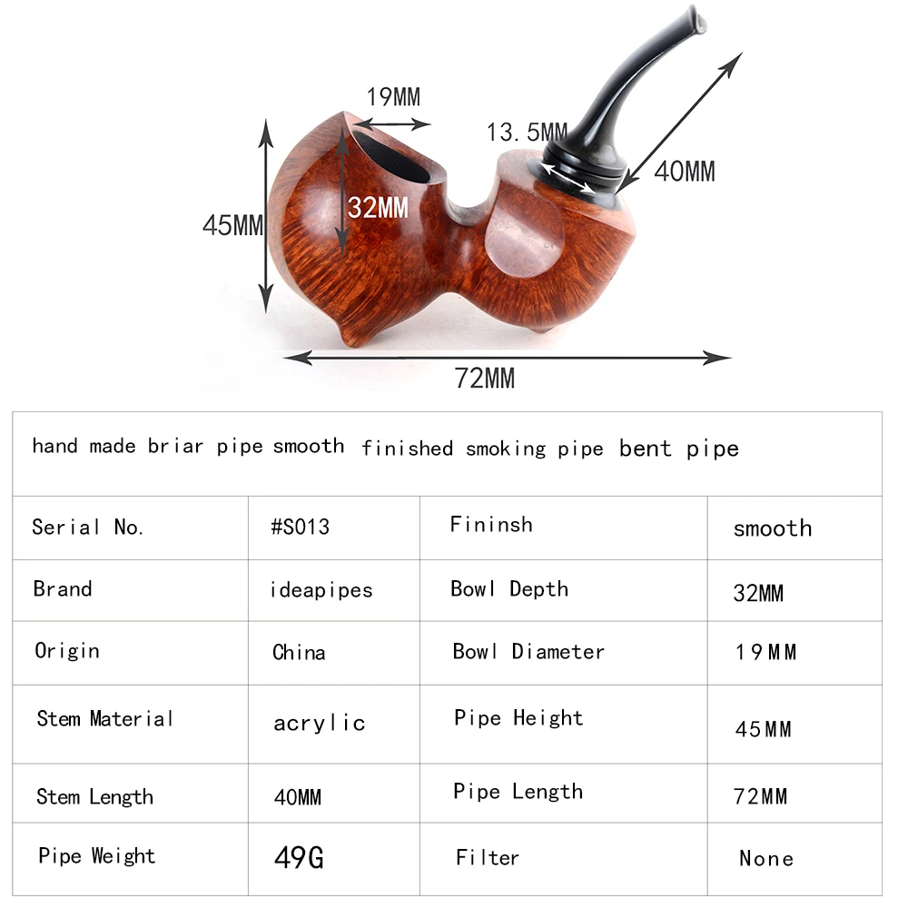 Ручная работа briar труба гладкая готовая деревянная трубка для курения табака #