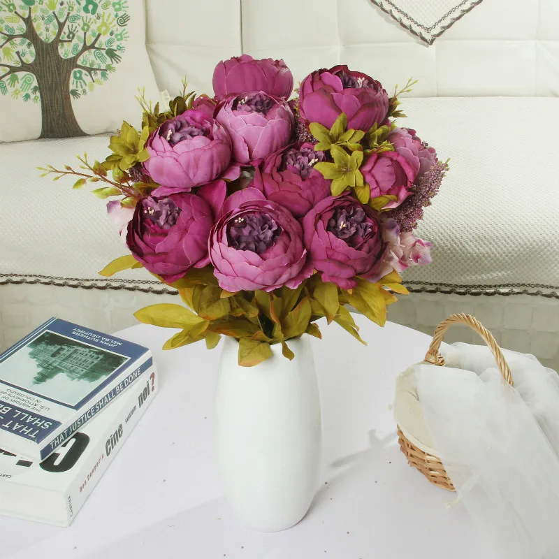 13 голов пиона в европейском стиле искусственная фотография Свадебная версия