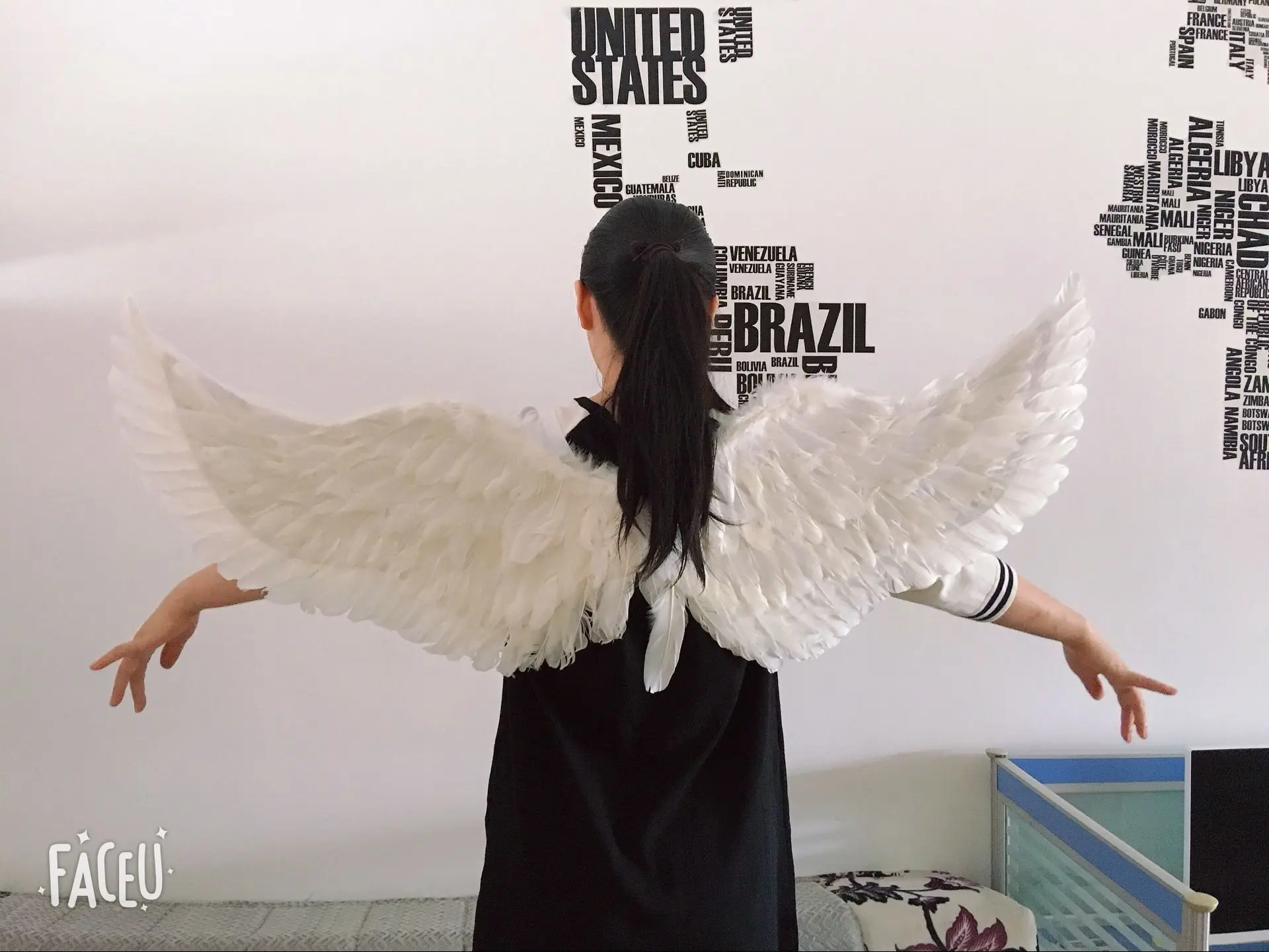 S/M/L Крылья Ангела белые перья для женщин и девушек подарок на свадьбу праздничный