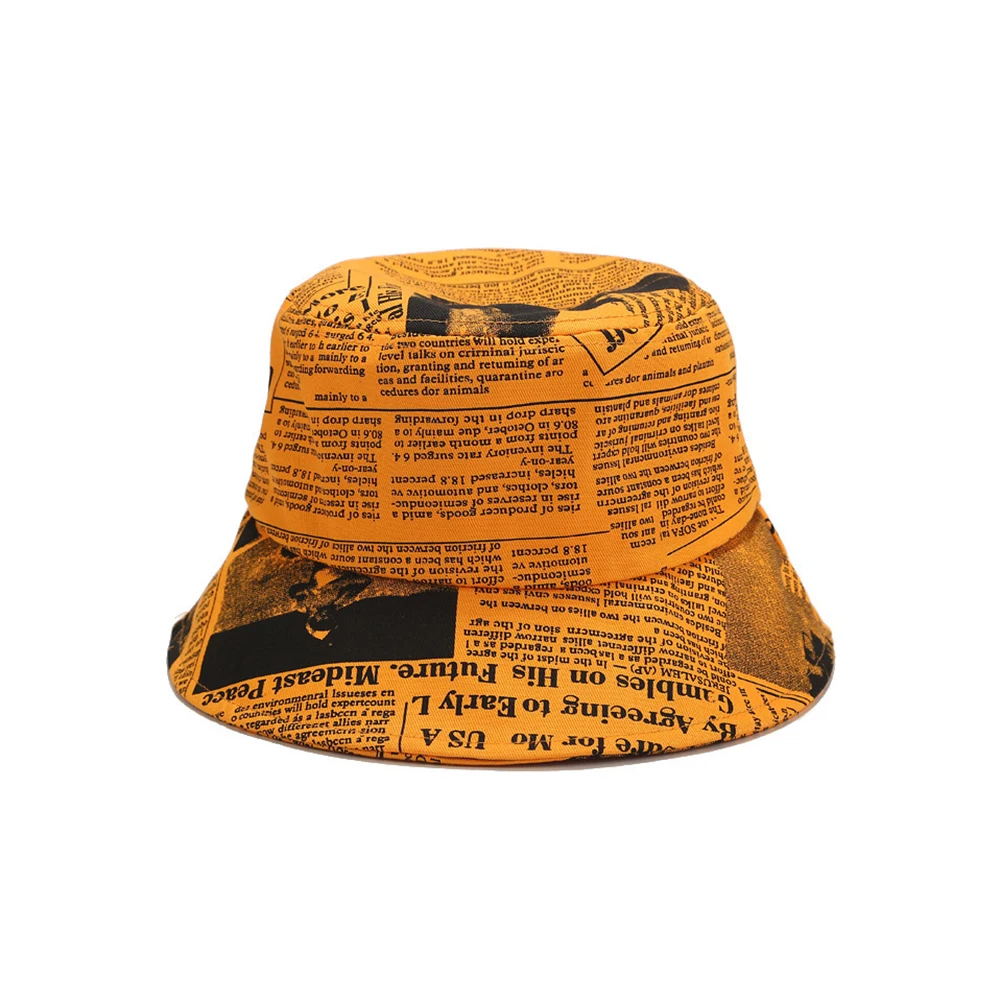

Classic Black White Letter Newspaper Print Sun Hat Fashion Fisherman Hats Men Women Street Hip Hop Bucket Hat Fishing Cap