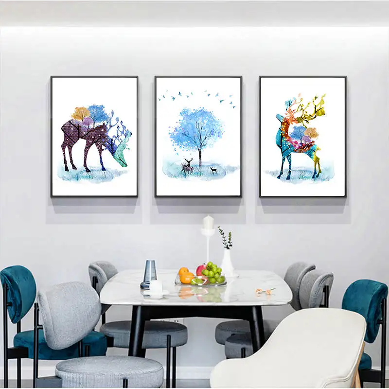 Акварель в скандинавском стиле с оленем вдохновляющий постер жизнь холст печать