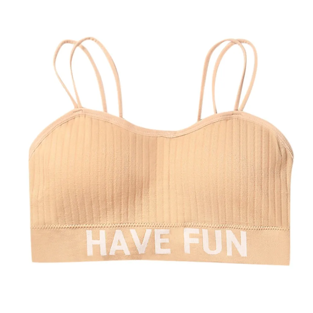 Женский бюстгальтер с буквенным принтом беспроводной пуш-ап на бретельках