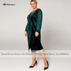 Изумрудно-зеленое платье для жениха Lakshmigownплатье для жениха с длинным рукавом 2022, элегантные женские бархатные платья для свадебного ужина и вечеринки