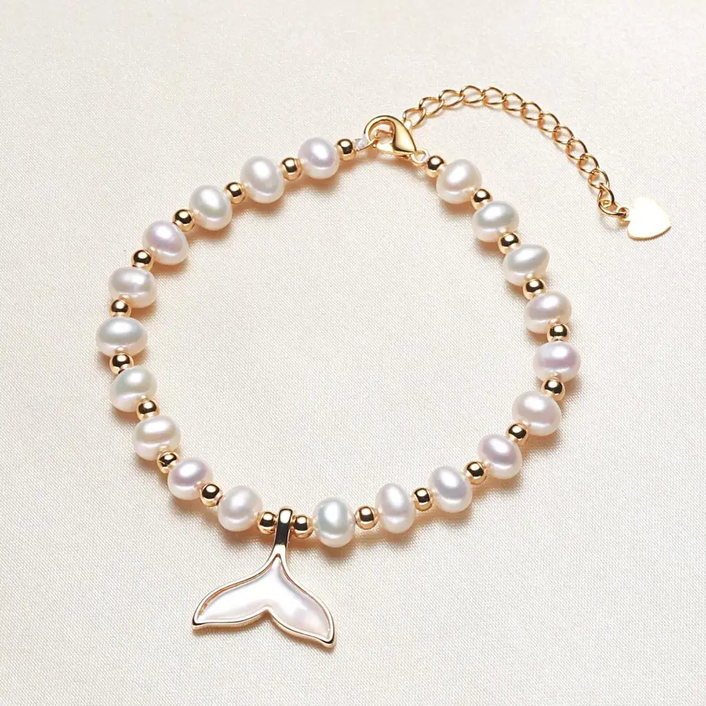 Freshwater pearl fishtail pearl DIY Bracelet girls ins seawater mother shell jewelry wholesale