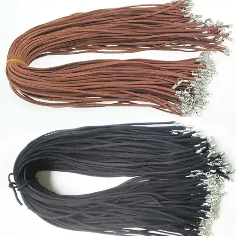 10 шт., черные, коричневые замшевые шнурки для ожерелья