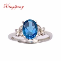 xin yipeng gemstone jewelry real s925 sterling silver inlaid blue topaz rings fine anniversary gift for women free shipping