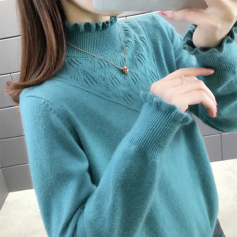 

2021 Fashion Autumn Winter Female Version of Loose Lazy Pullover Inner Knitting Bottoming Shirt Sweater Women's Knitting Sweater