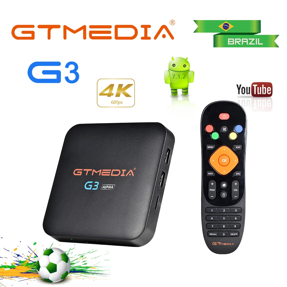 Бразильские каналы GTMEDIA G3 Android 7,1 Smart tv Box 2 Гб 16 Гб S905X Wifi антенна 4K IP tv Google YouTube Netflix медиаплеер