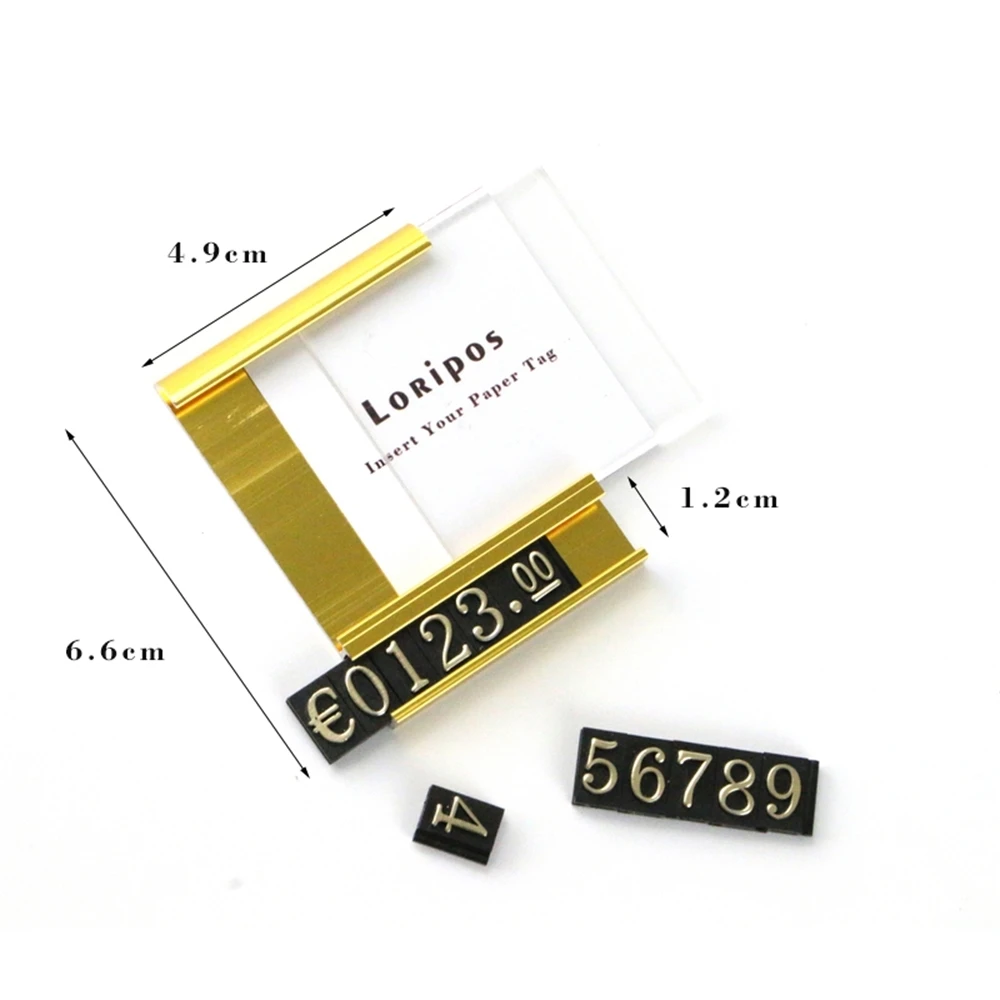 Wall Metal Tag Frame Watch Jewelry Price Card Display Number Currency Cube Holder Desk Sign Shelf Mounted Label Case | Дом и сад