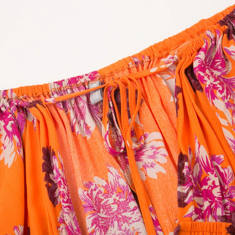 Женский пляжный короткий комбинезон в стиле бохо с открытыми плечами цветочным