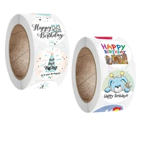 happy birthday stickers 500pcs celebrate cartoon pattern self adhesive seal stickers for gift party envelope decoration 1label