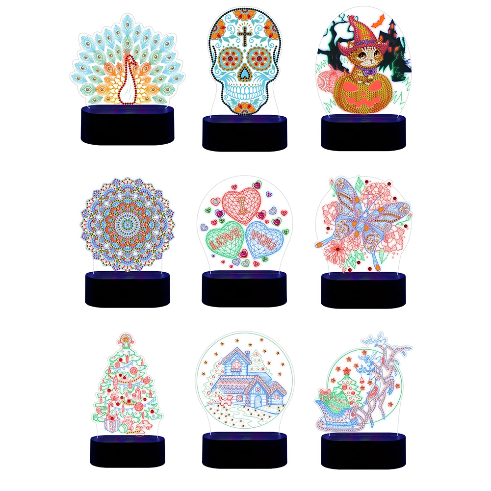 

DIY мозаика 3D сменный моделирующий светильник специальная форма алмазная Смола Набор для рисования Стразы прикроватный ночник Декор для спа...