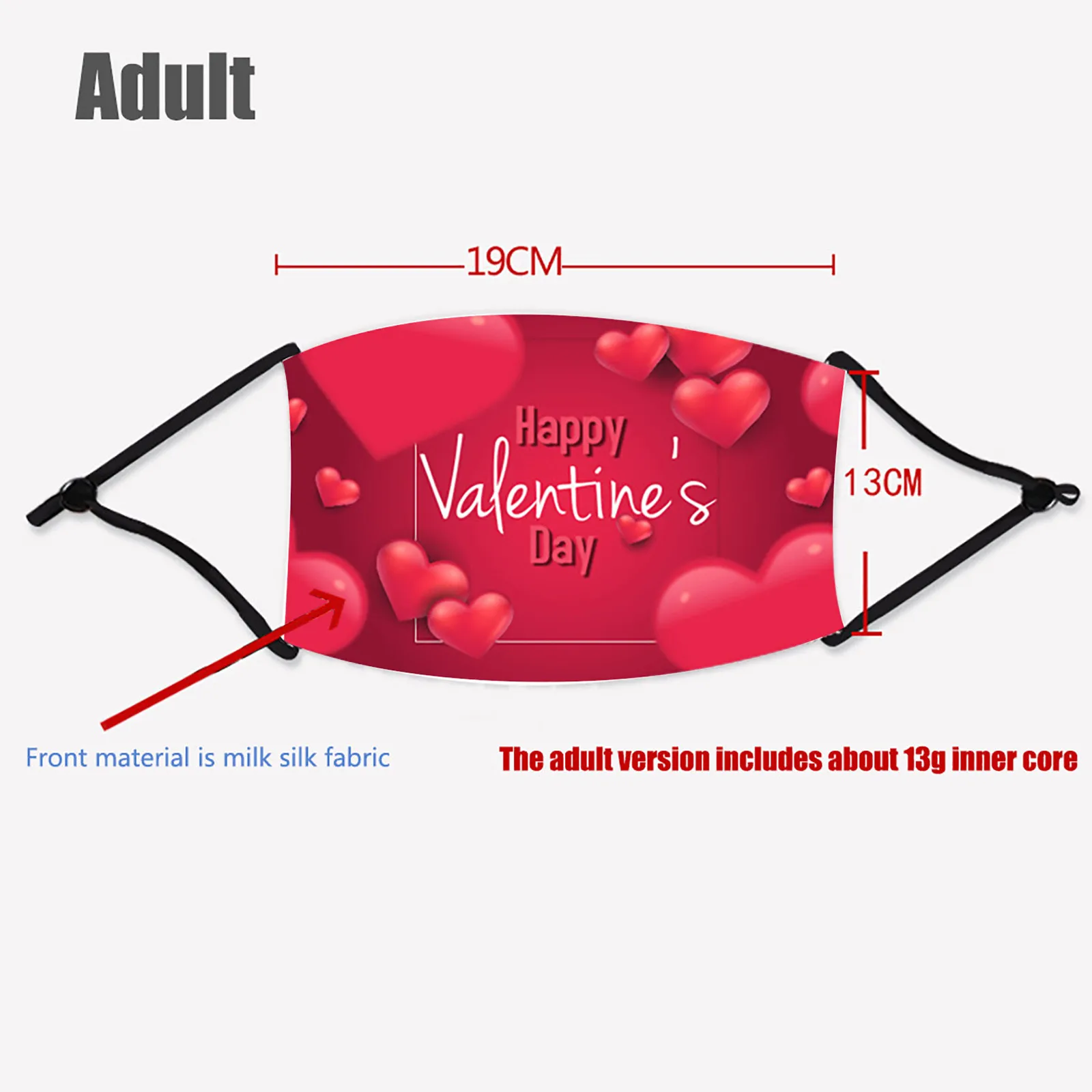 

1PC Adult Face Mask Valentine's Day Print Windproof Anti-spitting Protective Washable Mask Breathing Mouth Party