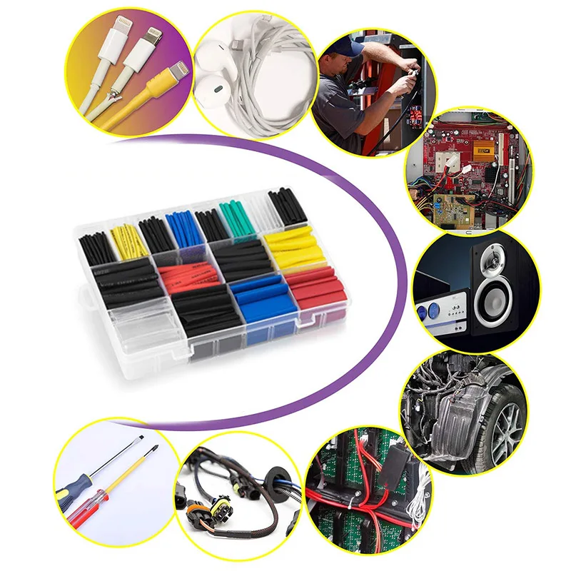 Термоусадочные трубки 580 шт. термоусадочные для электрических кабелей