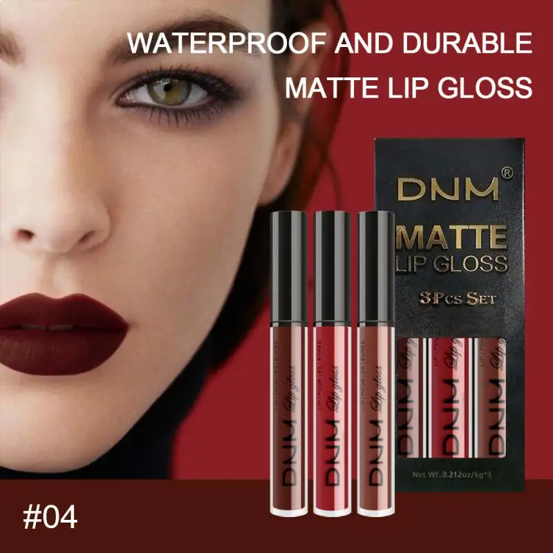 

DNM 3pcs/set Lipstick Lip Glaze Moisturizing Long-lasting Natural Non-stick Cup Easy To Wear Lip Gloss Cosmetics TSLM1