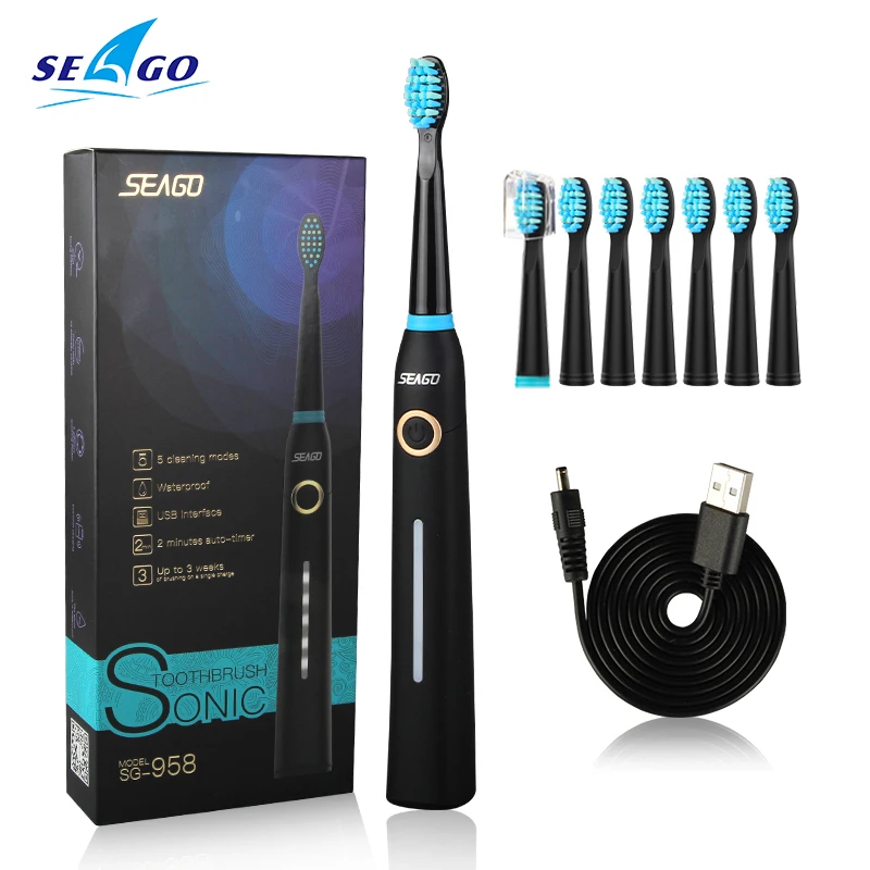 Электрическая зубная щетка Seago Sonic с 5 режимами работы перезаряжаемая USB