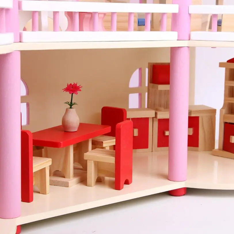

Wooden Safe Material DIY Villa Doll House Pretend Play Kids Toys Princess House Christmas Birthday Gifts