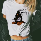 Женская футболка с коротким рукавом в стиле Харадзюку, белая футболка с рисунком летучей мыши и призрака, новинка 2020