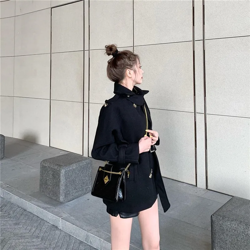 

Women Woolen Coat 2021 New Female Spring Autumn Wool Jacket Lady Fashion Coats Double Breasted Jackets Ladies Windbreaker B702