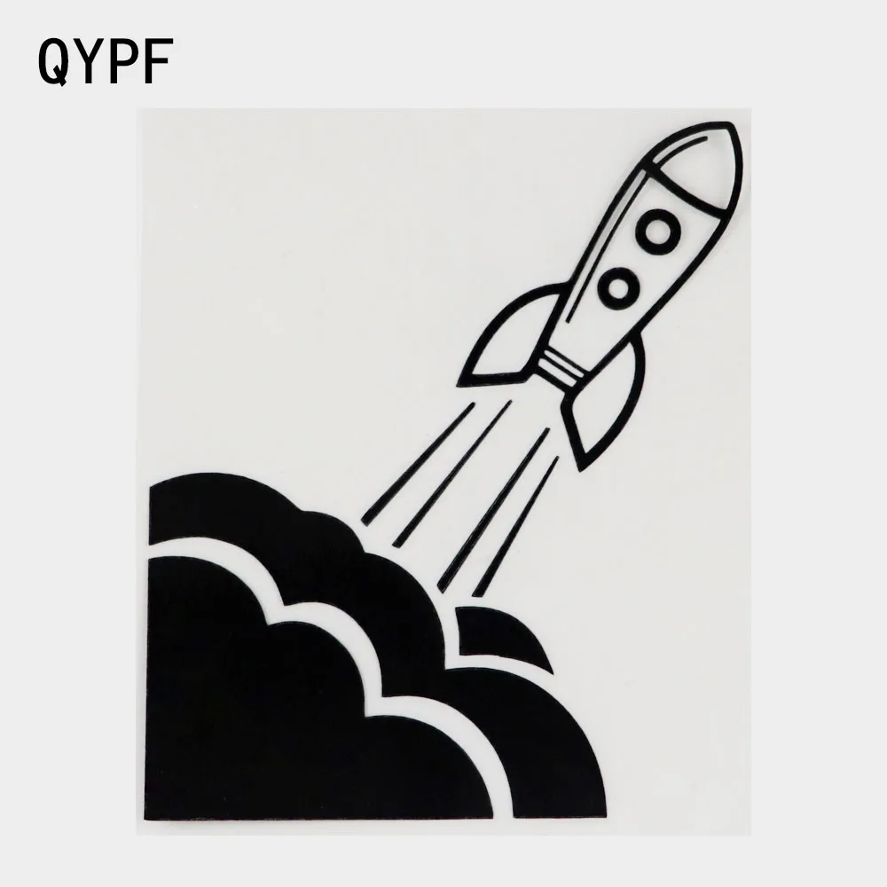 

QYPF, 11,4 см × 13,2 см, крутая наклейка с мультяшным ракетным запуском, Виниловая наклейка для автомобиля, черный/серебристый 2A-0221