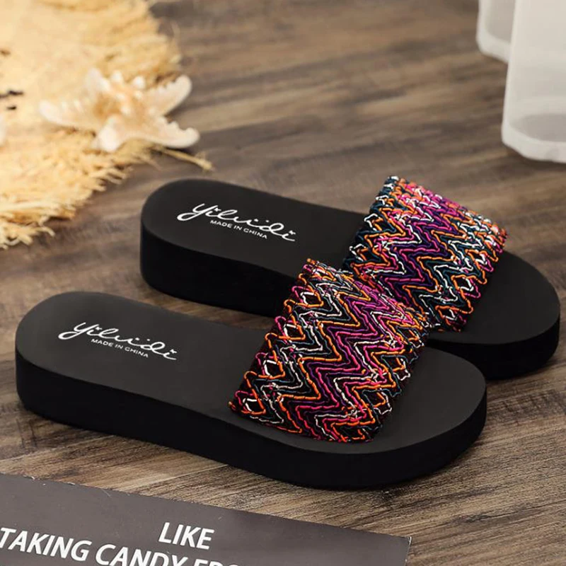 

Women's Slippers, Sponge Cake, Slope Heel, Women's Home, Thick Bottom, Antiskid Beach Shoes, Women, 2020 Summer