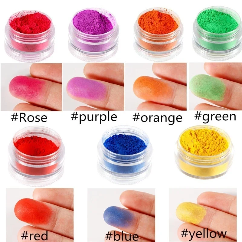 7pcs/set Neon Eyeshadow Powder Yellow Green Blue Eye Shadow coloful Matte Eyeshadow Powder