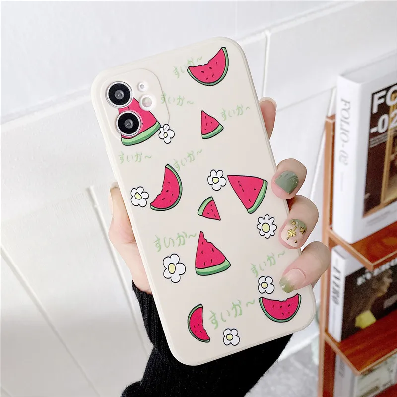 

Cute Cartoon Fruits Couple Phone Case For iPhone 11 Pro MAX 12 PRO XS MAX XR X SE 2020 12 Mini 8 7 Plus Soft TPU Back Cover Capa