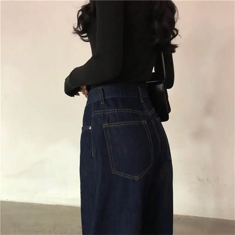 

Korean 2021 Spring Autumn New Women Solid Fashion High Waist Loose Casual Soft Wide Leg Jeans Slim Pants High Quality