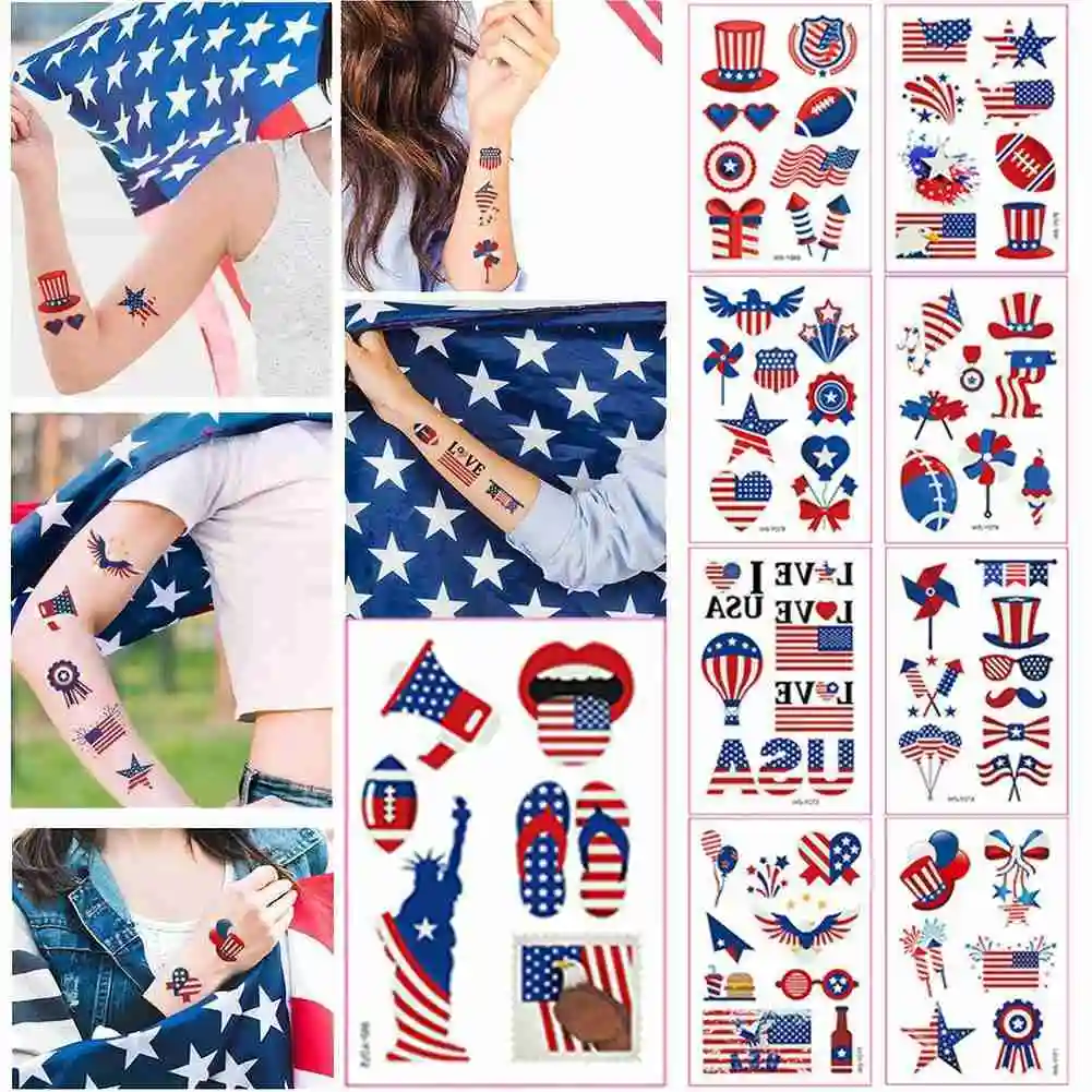 

Football Tattoo Sticker Independence Day Tattoo Sticker Face Waterproof Sweat Decoration Props Disposable Temporary Flag
