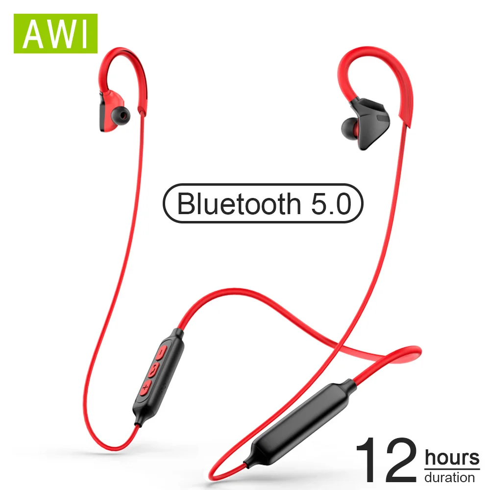 Bluetooth наушники AWI X1 с шейным ремешком беспроводные крючком Спортивная гарнитура