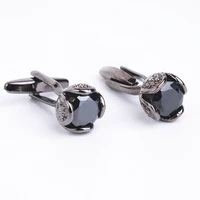 novelty luxury rhinestone cufflinks for mens brand high quality crystal cufflinks black stone shirt cuff links