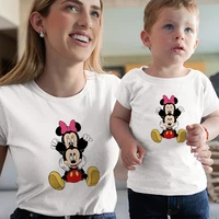 family t shirts matching couple outfits baby boy short sleeved mickey minnie mouse creative print women men universal clothes