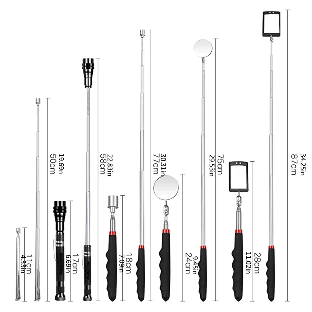 

5Pcs/Set Car Repair Mini Real Stick Neodymium Imanes LED Pick Up Tool Telescopic Magnetic Magnet Tool Car bottom inspection kits