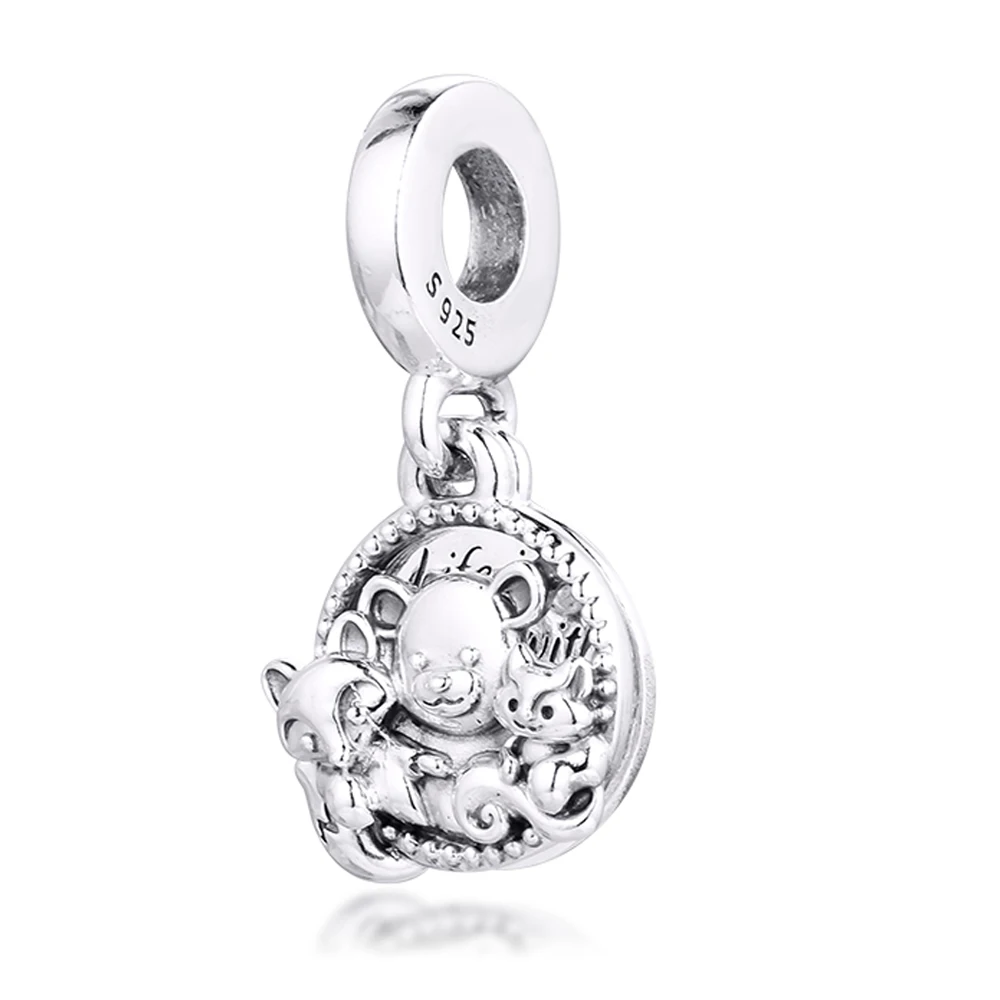 

Новинка 2020, подвески-шармы для браслета Pandora, Серебряный медведь, лиса и белка, металлические бусины для изготовления ювелирных изделий