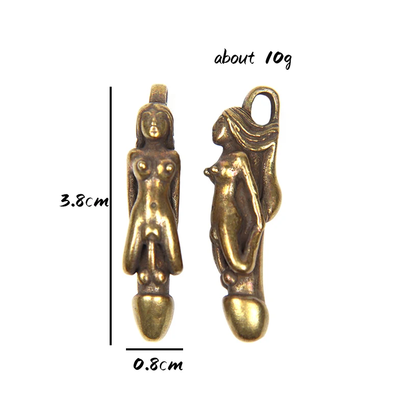 Латунный обнаженный женский мини забавный мужской брелок для пениса Брелок с