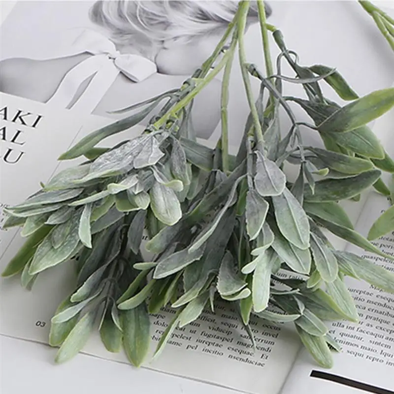 

3PCS 51cm Wedding Faux Leaf Decorative Olive Lifelike Artificial Leaf Stem Faux Plant