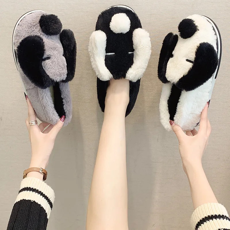 YMECHIC Мода 2019 зимние Для женщин обувь комнатные тапочки Туфли без каблуков