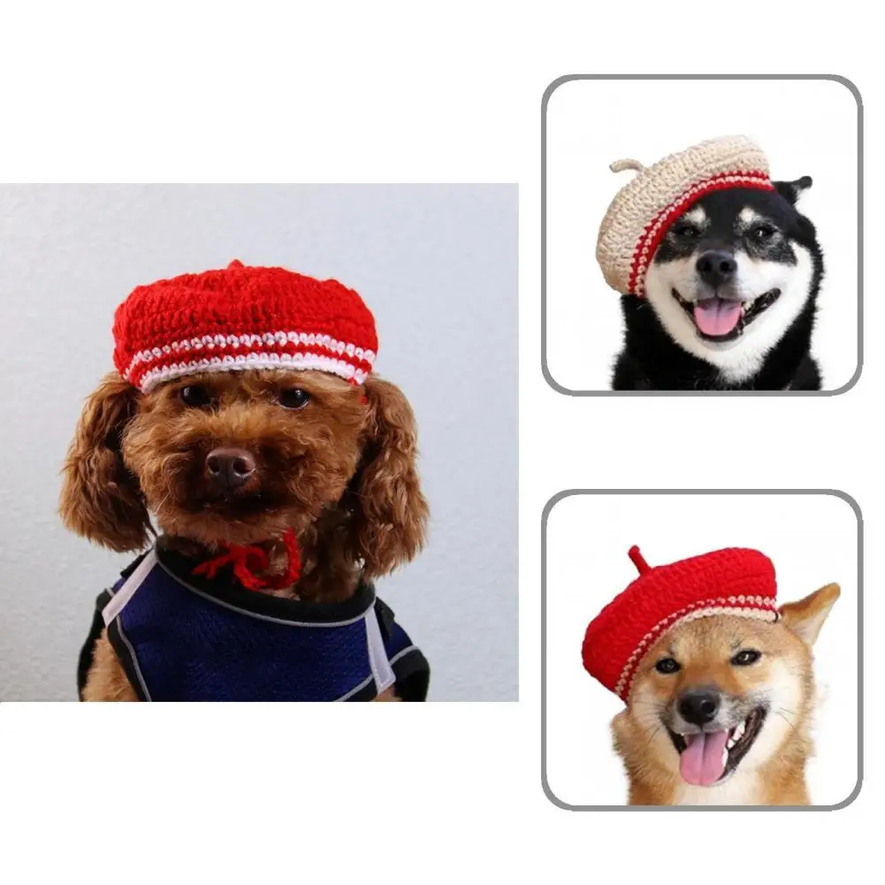

Pet Berets Soft Touch Cozy Comfortable Pet Knitted Hat Puppy Headdress
